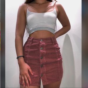 Light Mauve Corduroy button up Skirt💫